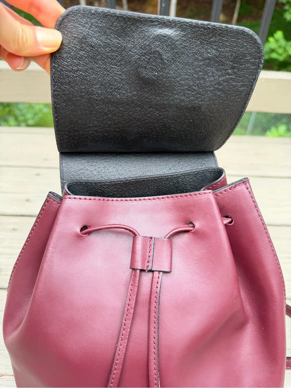 Stella Dutti Burgundy Drawstring Backpack Bag